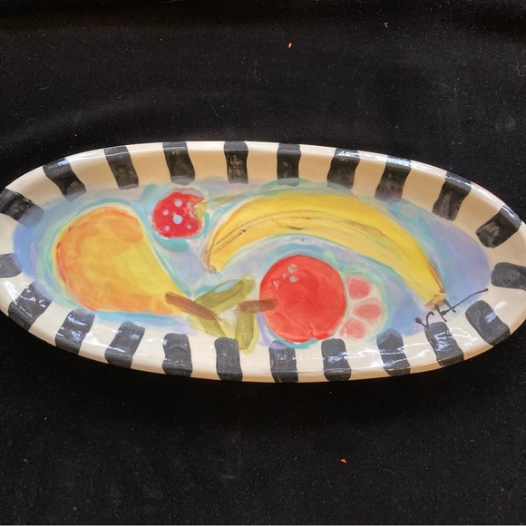 Hand Painted Ceramic Summer Fruit Design 13”xx5”Original Design - Picture 2 of 10